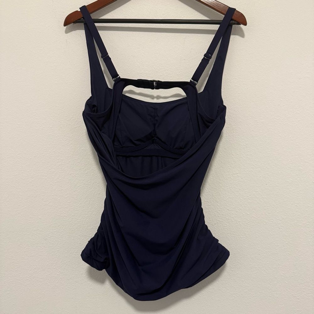 Athleta Square Neck Bra Cup Underwire Tankini Top Navy Blue 40 B/C Tall - Picture 6 of 9